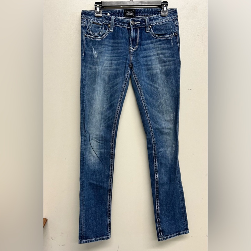 Rerock for Express Skinny Women's size 6 Medium DarkWash Blue Denim Jeans | 6R